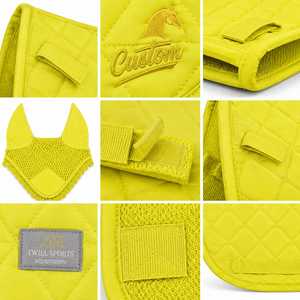 Almohadilla acolchada verde lima para silla de montar, cubrecuello de malla transpirable, conjunto de ropa de equitación unisex, material personalizado, estampado digital, 140g - Product Image 3