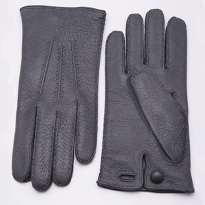 Womens Dark Gray Sheepskin Handmade Eco-Friendly <b>Gloves</b> Soft Smooth Finish Full-Finger Winter Outdoor Party Knit Lining Snap - Product Image 5