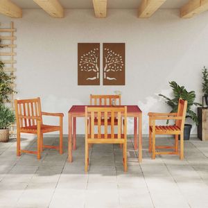 Juego de comedor de jardín de madera maciza de acacia marrón de 5 piezas - Product Image 4