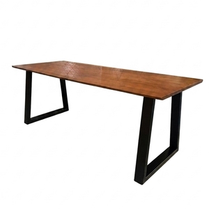 Mesa de Comedor Moderna Minimalista de Madera, Patas Rectangulares de Metal, Estable, Duradera e Impermeable, Muebles para Comedor con Capacidad para 6 Personas - Product Image 1