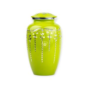 Urna Conmemorativa con Patrón Floral Verde Lima Brillante y Elegantes Detalles Plateados para un Tributo Conmemorativo Tranquilo - Product Image 1