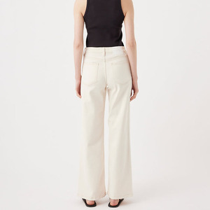 Jeans de Mezclilla Blancos de Algodón para Mujer, Transpirables, de Cintura Alta, Pierna Ancha, Estilo Casual, Color Sólido, Ajuste Holgado, para Primavera - Product Image 2