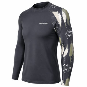 Chemise de compression à manches longues pour homme Warpro Industry, impression par sublimation, séchage rapide, manches longues, motif bleu vert - Product Image 3