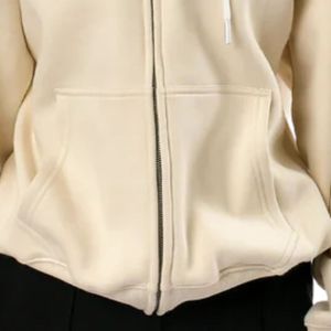 Sudadera con capucha unisex con cremallera de color amarillo claro para mujer, sudadera informal con cremallera completa, chaqueta con capucha extragrande y cómoda para ropa urbana - Product Image 3