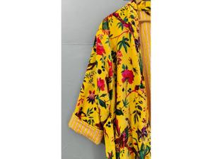 Robe kimono longue en velours tricoté imprimé jaune, épaisse, pour l'automne et l'hiver, veste de demoiselle d'honneur, peignoir pour femme - Product Image 2