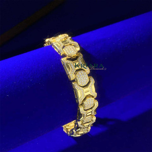 Pulsera de Cadena de Moissanita 925, Chapada en Oro de 18K y Rodio, con Eslabones Geométricos Micro Pavé, Diseño de Lujo Unisex - Product Image 3