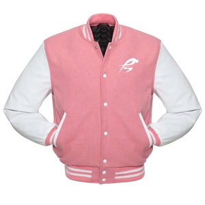 เสื้อแจ็คเก็ตเบสบอล PIHA SPORTS สีชมพู ทำจากผ้าขนสัตว์แท้ ปรับแต่งได้ตามต้องการ พร้อมวัสดุแขนเสื้อแบบพิเศษ - กันน้ำและกันลม สำหรับผู้ชายในฤดูหนาว - Product Image 2