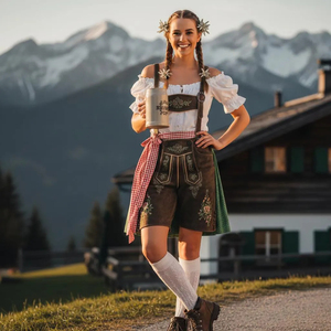 Shorts en cuir bavarois unisexes pour l'Oktoberfest, style alpin allemand, bretelles ajustables, nouveau style, ZASSON SPORTS ZSF-Bjj-9016 - Product Image 2