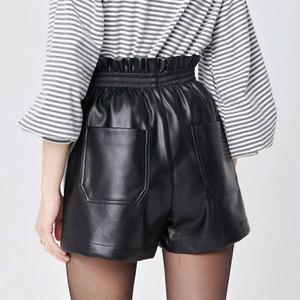 Shorts en cuir pour femmes, légers et confortables, avec logo personnalisé, style streetwear, taille haute - Product Image 2