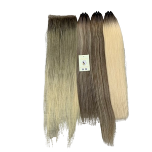 Premium Ombre Color Natural Recto Pequeños Nudos HD Cierre Doble Extensiones de trama de máquina dibujada - Product Image 1