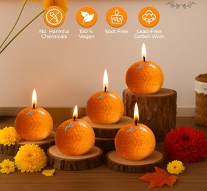 Arya Digital Ladoo Inspired Orange Handmade Eco-Friendly Natural Soy Wax Waterproof Candelabra for Festival Wedding Home - Product Image 3