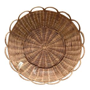 Luxury Rattan Scalloped Rim Multifunction Accent <b>Table</b> & Planter Stand Sustainable Deep <b>Basket</b> End <b>Table</b> for Living Room Nursery - Product Image 2