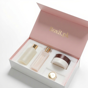 Caja de Regalo de Lujo Personalizada para Productos de Cuidado de la Piel, Cajas Cosméticas de Papel Rosa - Product Image 1