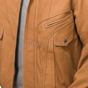 2026 New Style Customized Real Leather Jacket Brown Solid Color High Quality Jacket for Men's Casual Wear - Product Image 3