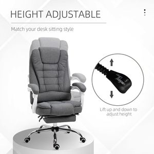 Sedia da Ufficio Ergonomica Grigio Scuro Certificata BIFMA, Sedia Direzionale con Poggiapiedi Retrattile, Altezza Regolabile, Reclinabile in PU - Product Image 6