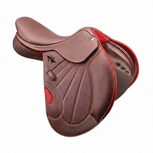 Silla de montar inglesa de alta calidad para salto, de cuero genuino con estructura de madera, cómoda y duradera. Productos de carreras de caballos ingleses de la India. - Product Image 1