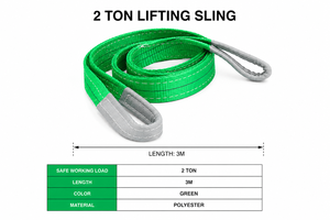 Sangle plate en polyester vert robuste pour levage, capacité 2000 kg, largeur 50 mm, facteur de sécurité 8:1, manipulation sécurisée, grande taille - Product Image 4