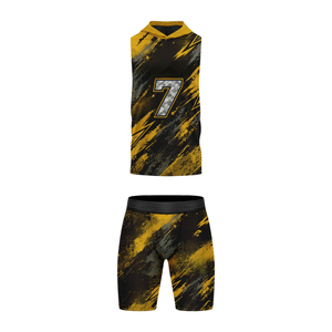 Ensemble Maillot sans Manches à Capuche et Short Assorti pour Garçons, Football 7v7, Imprimé Abstrait Brossé, Nom et Numéro de Joueur Personnalisables - Product Image 1