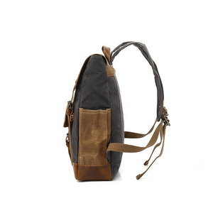 Wholesale Large Oil <b>Wax</b> <b>Canvas</b> Leather Backpack Waterproof Retro Travel School Sport Bag Men Laptop Backpack High Quality OEM Cu - Product Image 2