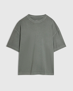 เสื้อยืดผู้ชายทรงโอเวอร์ไซส์ สีพื้น ผ้าฝ้าย คอกลม แขนสั้น สไตล์ลำลอง ทรงบ็อกซี่ ระบายอากาศได้ดี สีพื้น - Product Image 3