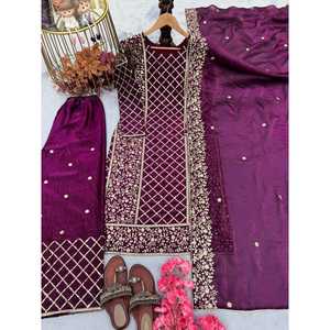 Top de fête pour femmes de créateur et ensemble Dupatta Top Plazzo élégant avec embellissements élégants - Product Image 2