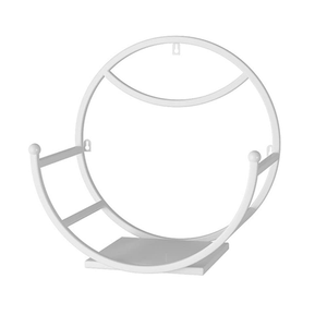 Support mural pour plantes en métal blanc avec cadre rond et étagère pour pot incurvé, support décoratif moderne pour plantes - Product Image 2