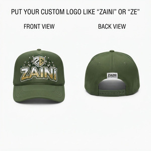 Casquette structurée 5 panneaux en sergé 100 % coton 200 GSM de qualité supérieure, imperméable, pour l'extérieur, avec fermeture snapback, vert olive, personnalisable - Product Image 1