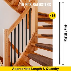 Paquete de 16 Balaustres Metálicos de 44''x0.5'' para Terraza, Balaustres para Escaleras, Tornillos para Barandilla de Hierro, Accesorios para Terrazas de Madera Compuesta - Product Image 3