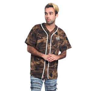 Camiseta de Béisbol con Camuflaje Personalizado para Hombre, Uniforme de Equipo con Botones, Camisa Deportiva Transpirable de Poliéster, Estilo Urbano, Venta al Por Mayor OEM - Product Image 5