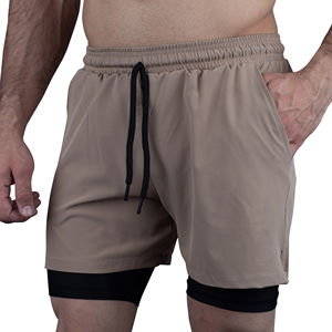 กางเกงขาสั้นผู้ชายผ้าโพลีเอสเตอร์คอตตอน ดีไซน์ใหม่ สไตล์โดดเด่น แฟชั่นล่าสุด เสื้อผ้าผู้ชาย กางเกงขาสั้นสองชั้น มีกระเป๋า - Product Image 2