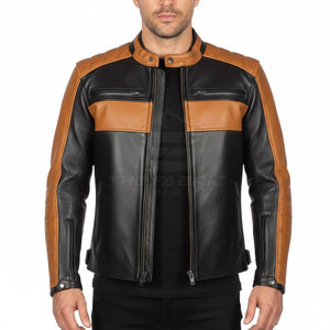 Chaqueta de Motocicleta Clásica, Resistente al Viento, Talla Grande, Cuero Duradero, Cintura Ajustable, Diseño de Mangas con Detalles de Seguridad, Corte Moderno y Ajustado - Product Image 4