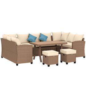 Elegante Set da Patio in 6 Pezzi, Salotto in Rattan PE Intrecciato con Cuscini e Tavolino, Comfort Elegante per Esterni e Giardini - Product Image 1
