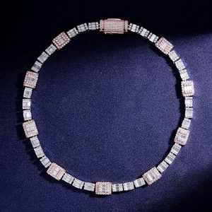 An Illusion unique hip hip chain 22 inch 12 mm custom piece two tone 925 sterling silver moissanite diamonds unisex chain <b>tester</b> - Product Image 1