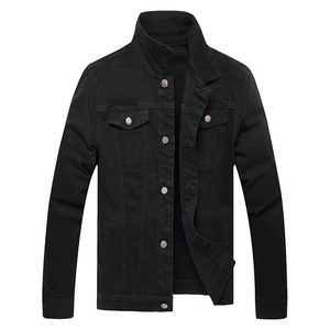 OEM ODM Service <b>Men's</b> Black Denim <b>Jacket</b> Slim Fit Casual Turn-Down Collar Single Breasted Cotton Material Autumn Wear - Product Image 1