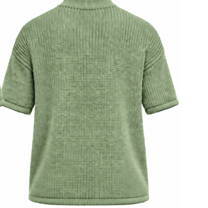 T-shirt en maille vert sauge pour homme, manches courtes, col rond, texturé, décontracté, imprimé personnalisé, streetwear, mode estivale, vente en gros - Product Image 1