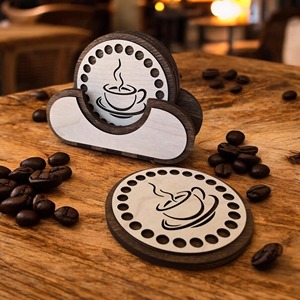Support de sous-verres en bois d'acacia de luxe, écologique et de haute qualité, idéal pour les tasses de café et les tapis, épais et fait main – Vente chaude - Product Image 4
