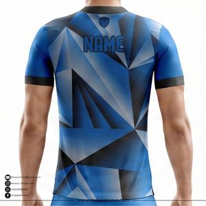 Ensemble de maillots de football pour hommes Mawra, bleu, géométrique, sublimé, respirant, coupe athlétique, manches courtes, uniformes de football pour équipes - Product Image 4
