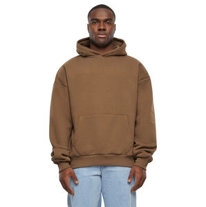 <b>Men's</b> <b>Orange</b> Hooded <b>Sweatshirt</b> Solid Color Cotton Fleece Oversized Fit Casual Pullover Pocket Design Autumn Wear - Product Image 5