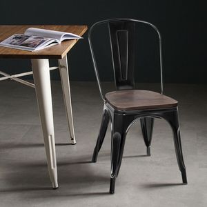 Set di 4 Sedie da Pranzo Impilabili in Metallo da 18 Pollici con Seduta in Legno - Product Image 3