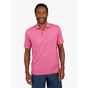 Men's <b>Pink</b> Cotton Jersey Short Sleeve <b>Polo</b> <b>Shirt</b> Regular Fit Casual Breathable Knitted Solid Color Button Front - Product Image 3