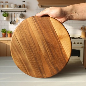 Wood Double Tier Rotating Tray Smooth-Spin Lazy Susan for <b>Tabletop</b> Spice Serving - Product Image 5