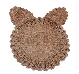 Mantel Individual Reutilizable de 14 Pulgadas con 2 Orejas, Hecho a Mano, de Fibra Natural de Yute, para Comedor, Hogar, Hotel, Restaurante, Banquete, Boda, Evento - Product Image 1