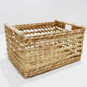 <b>Rectangular</b> Natural Rattan <b>Storage</b> <b>Basket</b> With Handles Rustic Multi-Purpose Organizer - Product Image 1