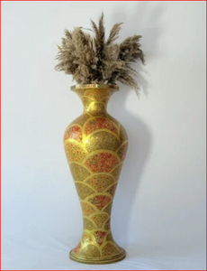 Vase à fleurs en laiton à motif doré, pot de fleurs décoratif en métal pour table ou sol, idéal pour la maison, les mariages et les hôtels - Product Image 3