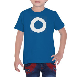 Custom Logo Printed CottonMen Blue Short Sleeve Crew Neck T-<b>Shirt</b> Front White Circle Graphic Print Casual Tee - Product Image 1