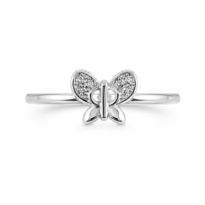 <b>925</b> Sterling <b>Silver</b> Women's Butterfly <b>Ring</b> <b>with</b> Cubic Zirconia Cute Minimalist Nature Inspired High Polish Finish Daily Wear Wed - Product Image 1