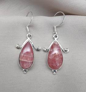 Pendientes de Plata de Ley con Rodocrosita, Gema Rosa, Estilo Minimalista, Certificados por IGI, Joyería para Bodas y Fiestas - Product Image 5