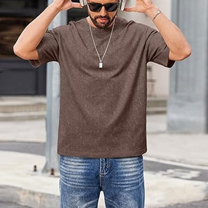 T-shirts en coton pour hommes, coupe ample, manches courtes, décontractés, style streetwear, délavés, basiques, confortables, unisexes - Product Image 3