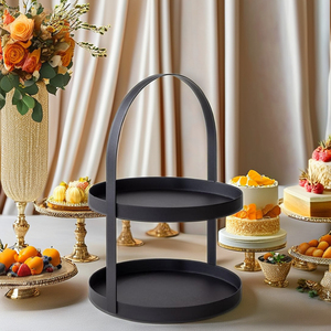 Soporte Metálico Premium para Pasteles, Herramienta para Servir Postres y Dulces, Soporte para Frutas con Asa, Acabado con Recubrimiento de Polvo Negro - Product Image 1