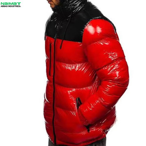 Puffer <b>Jacket</b> Hooded Windproof <b>Winter</b> Casual Coat with Zipper Closure Color Blocking Design - Product Image 2